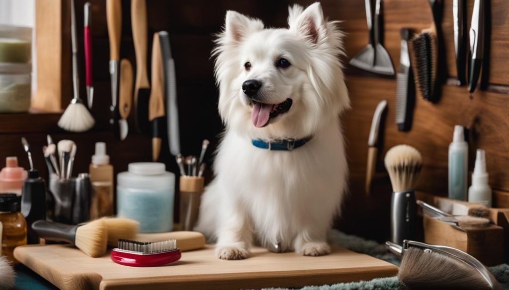 Dog enjoying grooming